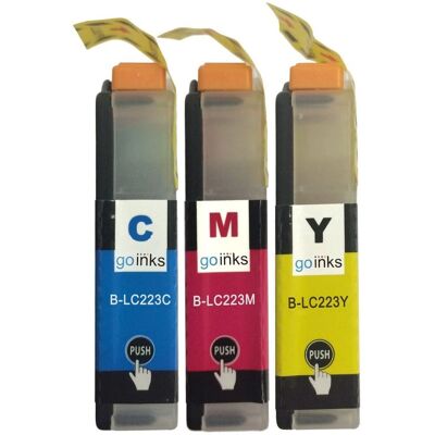 Go Inks LC223 C/M/Y Ink Cartridges - 3 Pack - Cyan/Magenta/Yellow - Ink Cartridges for Brother Go Inks LC223 C/M/Y Ink Cartridges - 3 Pack - Cyan/Magenta/Yellow - Ink Cartridges for Brother