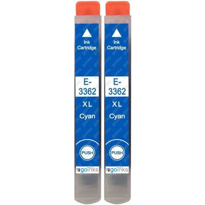 Cartouches d'Encre Cyan Go Inks - Compatibles avec Epson T3362 - Pack de 2 - Publicité Cartouches d'Encre Cyan Go Inks - Compatibles avec Epson T3362 - Pack de 2 - Publicité