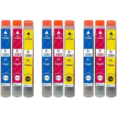 Go Inks Cyan Magenta Yellow - 3 Ink Cartridges for Epson T3357 - 33XL Series - Replacement Ink Set Go Inks Cyan Magenta Yellow - 3 Ink Cartridges for Epson T3357 - 33XL Series - Replacement Ink Set
