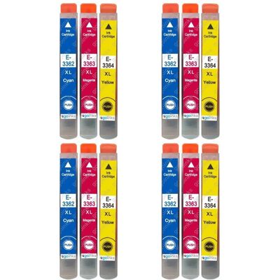 Cartouches d'Encre Cyan Magenta Jaune Compatibles Go Inks - 12 Encres - pour Epson T3357 - Expression Premium XP - Publicité Cartouches d'Encre Cyan Magenta Jaune Compatibles Go Inks - 12 Encres - pour Epson T3357 - Expression Premium XP - Publicité