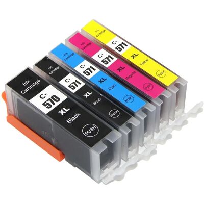 Ensemble de cartouches d’encre compatibles Go Inks PGI-570 & CLI-571 - 5 pièces - Publicité Ensemble de cartouches d’encre compatibles Go Inks PGI-570 & CLI-571 - 5 pièces - Publicité