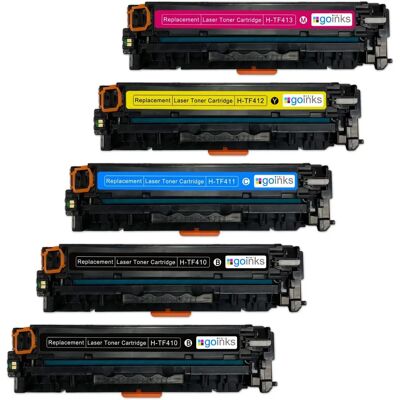 Go Inks XL Set of 4 - Compatible Laser Toner Cartridges for HP CF410X, CF411X, CF412X, CF413X Go Inks XL Set of 4 - Compatible Laser Toner Cartridges for HP CF410X, CF411X, CF412X, CF413X