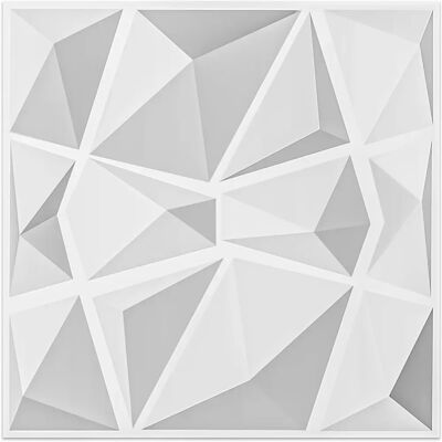 Art3d Panneaux Muraux 3D Diamant Blanc - Panneaux - Publicité Art3d Panneaux Muraux 3D Diamant Blanc - Panneaux - Publicité