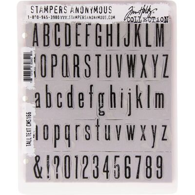 Tim Holtz Tall Text - Tampons en caoutchouc rouge gravé pour cartes & étiquettes Tim Holtz Tall Text - Tampons en caoutchouc rouge gravé pour cartes & étiquettes