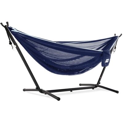 Vivere - Hamac en maille avec support - 250 CM - Marine/Turquoise - Publicité Vivere - Hamac en maille avec support - 250 CM - Marine/Turquoise - Publicité