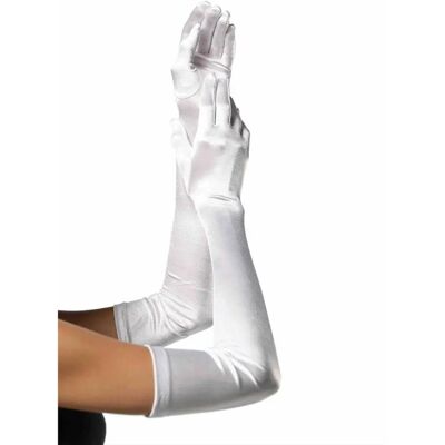 Guanti in raso bianco fino al gomito di Leg Avenue - Accessorio elegante Guanti in raso bianco fino al gomito di Leg Avenue - Accessorio elegante