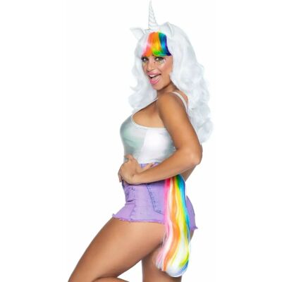 Peluca de Unicornio Arcoíris Blanca de Leg Avenue - Accesorio de Disfraz Peluca de Unicornio Arcoíris Blanca de Leg Avenue - Accesorio de Disfraz