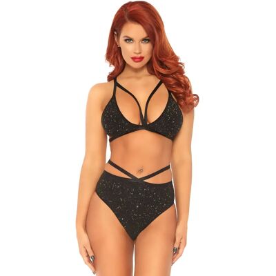 Ensemble lurex doré Leg Avenue - Soutien-gorge triangle & string taille haute - Nuit sexy - Publicité Ensemble lurex doré Leg Avenue - Soutien-gorge triangle & string taille haute - Nuit sexy - Publicité
