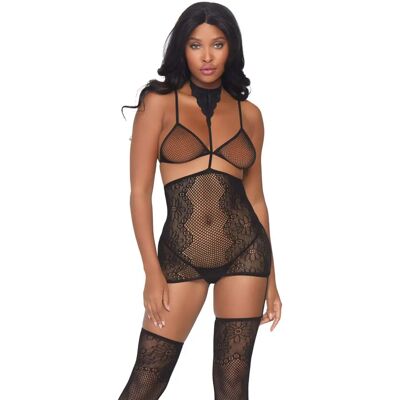 Conjunto de lencería sexy de 3 piezas - Arnés negro Conjunto de lencería sexy de 3 piezas - Arnés negro