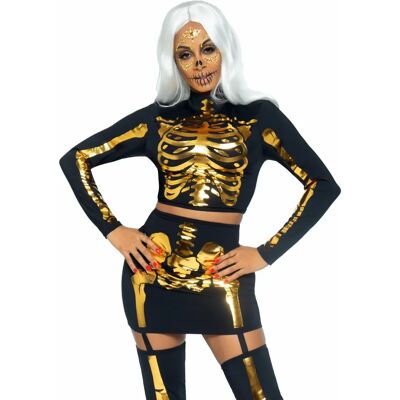 Disfraz de esqueleto dorado de Leg Avenue - Conjunto para adultos Disfraz de esqueleto dorado de Leg Avenue - Conjunto para adultos
