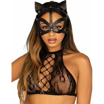 Leg Avenue Vegansk Läder Katmask med Nitar - Mask - Svart Leg Avenue Vegansk Läder Katmask med Nitar - Mask - Svart