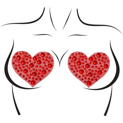 Pegatinas de pezón en forma de corazón con pedrería de Leg Avenue - Rojo Pegatinas de pezón en forma de corazón con pedrería de Leg Avenue - Rojo