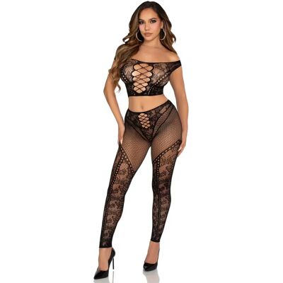 Leg Avenue - Two-Piece Crop Top & Leggings - Noir - Taille Unique - Publicité Leg Avenue - Two-Piece Crop Top & Leggings - Noir - Taille Unique - Publicité
