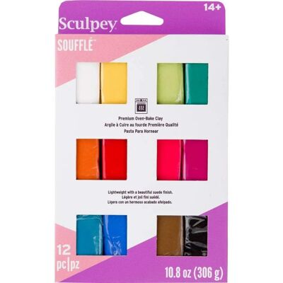 Sculpey Premo Soufflé Multicolored Polymer Clay - 12 x 1oz Blocks Sculpey Premo Soufflé Multicolored Polymer Clay - 12 x 1oz Blocks
