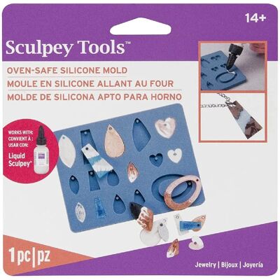 Sculpey Blue Silicone Jewelry Mold - 16 Shapes for Crafting Sculpey Blue Silicone Jewelry Mold - 16 Shapes for Crafting