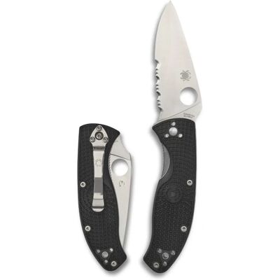 Spyderco Tenacious Cuchillo de bolsillo ligero C122PSBK FRN parcialmente dentado - Pocket Knife Spyderco Tenacious Cuchillo de bolsillo ligero C122PSBK FRN parcialmente dentado - Pocket Knife