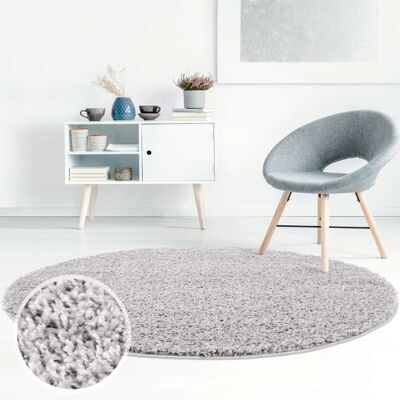 Carpet City Shaggy 500 Hochflor Teppich Grau Ø 200 cm - Rug Carpet City Shaggy 500 Hochflor Teppich Grau Ø 200 cm - Rug