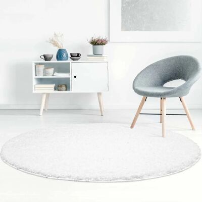 Carpet City Shaggy Uni Weiß 80cm - Teppich Carpet City Shaggy Uni Weiß 80cm - Teppich