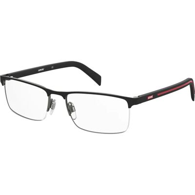 Levis LV 5045 003 Matte Black Unisex Rectangular Metal Eyewear - Eyewear Frames Levis LV 5045 003 Matte Black Unisex Rectangular Metal Eyewear - Eyewear Frames