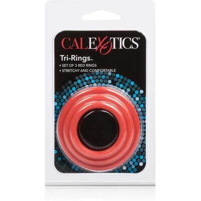 CalExotics Tri-Rings Set - Punainen - 3 peniskouristusrenkaat CalExotics Tri-Rings Set - Punainen - 3 peniskouristusrenkaat