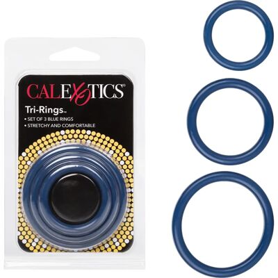 CalExotics Blue Tri-Rings Cockrings - Cockring CalExotics Blue Tri-Rings Cockrings - Cockring