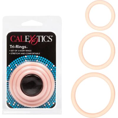 California Exotic Novelties - Kit de 3 Cockrings Tri-Rings - Beige - Sextoys California Exotic Novelties - Kit de 3 Cockrings Tri-Rings - Beige - Sextoys