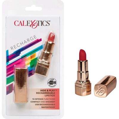 California Exotic Novelties Hide & Play Lippenstift Vibrator - Rot & Gold - Klitorisstimulator California Exotic Novelties Hide & Play Lippenstift Vibrator - Rot & Gold - Klitorisstimulator