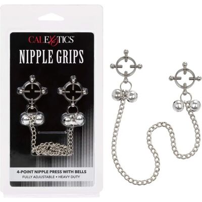 California Exotic Novelties 4-Point Nipple Press with Bells - Nipple Clamps California Exotic Novelties 4-Point Nipple Press with Bells - Nipple Clamps
