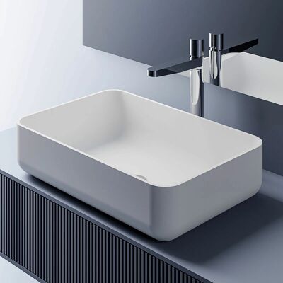 Lavabo da appoggio in resina minerale Bernstein - Bianco, Angoli arrotondati - Bagno Lavabo da appoggio in resina minerale Bernstein - Bianco, Angoli arrotondati - Bagno