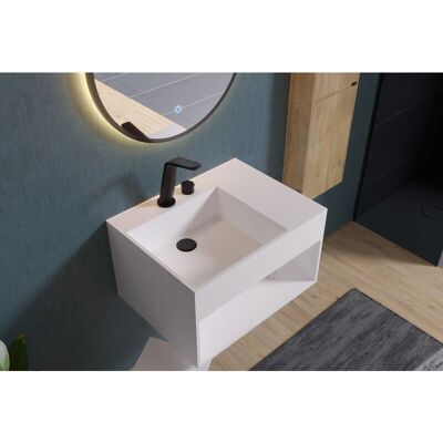 Lavabo sospeso Bernstein - Resina minerale - Bianco opaco - 60x46x45cm Lavabo sospeso Bernstein - Resina minerale - Bianco opaco - 60x46x45cm