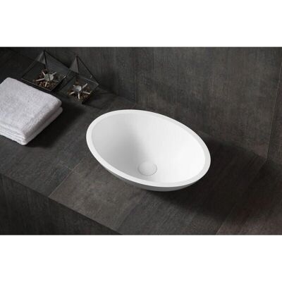 Bernstein TW2106 Lavabo in fusione minerale - Ovale - Bianco - Opaco - 50x35x15cm Bernstein TW2106 Lavabo in fusione minerale - Ovale - Bianco - Opaco - 50x35x15cm