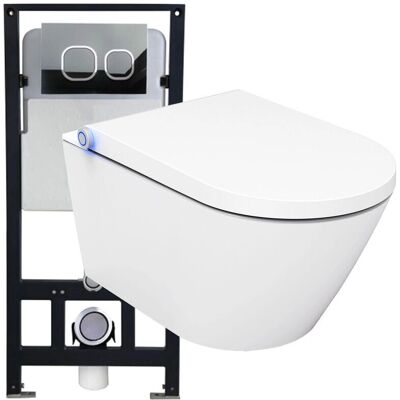 Inodoro con ducha Bernstein Basic - blanco, altura ajustable, montaje en pared Inodoro con ducha Bernstein Basic - blanco, altura ajustable, montaje en pared