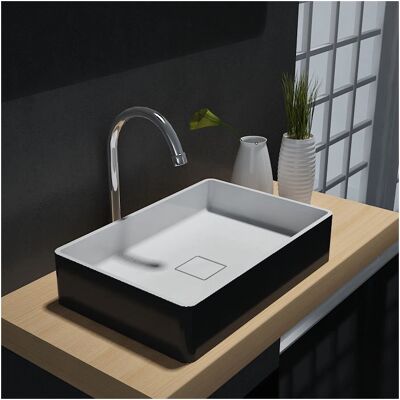 Bernstein Modello PB2011B - Lavabo rettangolare in Solid Stone - Nero/Bianco Bernstein Modello PB2011B - Lavabo rettangolare in Solid Stone - Nero/Bianco