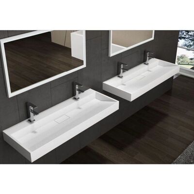 Bernstein Lavabo mural - 2 grifos - Acabado de mármol - 120x46x15cm Bernstein Lavabo mural - 2 grifos - Acabado de mármol - 120x46x15cm