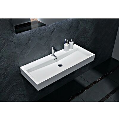 Bernstein BS6002 - Lavabo in marmo fusione da parete o appoggio - Bianco - 76,5/100cm Bernstein BS6002 - Lavabo in marmo fusione da parete o appoggio - Bianco - 76,5/100cm