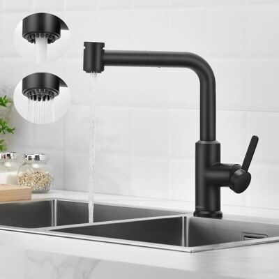 Cecipa - Grifo de Cocina con Manguera Extensible - 2 Modos - Negro Cecipa - Grifo de Cocina con Manguera Extensible - 2 Modos - Negro