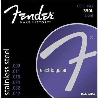 Cordas para guitarra elétrica Fender 350L em aço inoxidável - Cordas de guitarra elétrica Cordas para guitarra elétrica Fender 350L em aço inoxidável - Cordas de guitarra elétrica