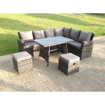 Fimous - High Back Rattan Corner Sofa Set - Gartenmöbel Fimous - High Back Rattan Corner Sofa Set - Gartenmöbel