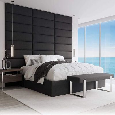 VANT PANELS - Upholstered Headboard with Decorative Panel - 91cm Wall Black VANT PANELS - Upholstered Headboard with Decorative Panel - 91cm Wall Black