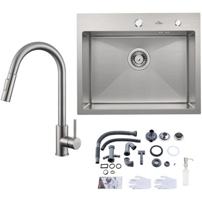 Fregadero de cocina en acero inoxidable Auralum 55 x 45 cm - Empotrado o bajo encimera Fregadero de cocina en acero inoxidable Auralum 55 x 45 cm - Empotrado o bajo encimera