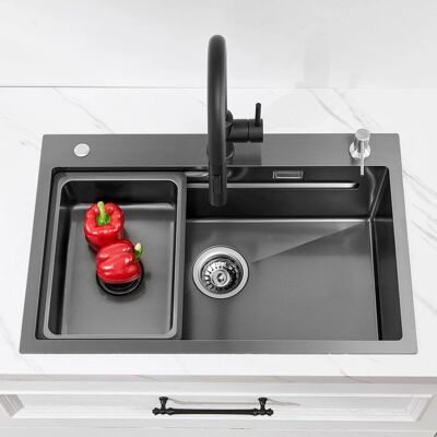 Fregadero de Cocina de Acero Inoxidable CECIPA 70x45 - Sobremontaje, Dispensador de Jabón, Doble Escurridor Fregadero de Cocina de Acero Inoxidable CECIPA 70x45 - Sobremontaje, Dispensador de Jabón, Doble Escurridor