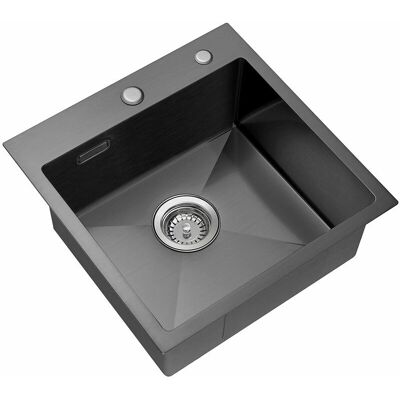 Fregadero de Cocina de Acero Inoxidable 45x45cm - Vaso Único, Filtro, Sifón, Sin Plomo Fregadero de Cocina de Acero Inoxidable 45x45cm - Vaso Único, Filtro, Sifón, Sin Plomo