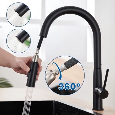 Grifo de Cocina AURALUM - Giratorio 360°, Ducha Retráctil, 2 Modos Grifo de Cocina AURALUM - Giratorio 360°, Ducha Retráctil, 2 Modos
