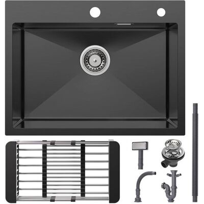 Fregadero de Cocina Cecipa de Acero Inoxidable - Negro, 40x44cm, Doble Cuenco Fregadero de Cocina Cecipa de Acero Inoxidable - Negro, 40x44cm, Doble Cuenco