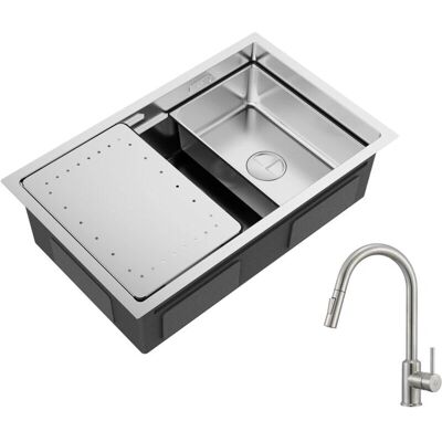 Évier de Cuisine Cecipa en Acier Inoxydable - 70x44x21cm Multifonction avec Plateau de Goutte - Publicité Évier de Cuisine Cecipa en Acier Inoxydable - 70x44x21cm Multifonction avec Plateau de Goutte - Publicité