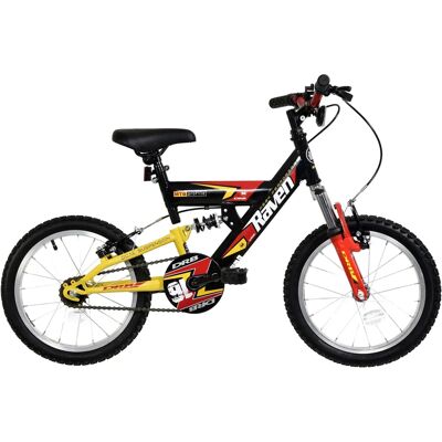 Dallingridge Raven Boys Full Suspension Mountain Bike - 16" Wheel - Black/Yellow/Red - Mountain Bike Dallingridge Raven Boys Full Suspension Mountain Bike - 16" Wheel - Black/Yellow/Red - Mountain Bike