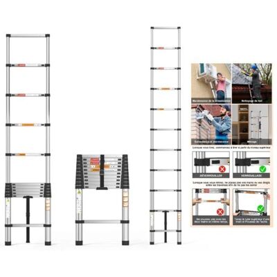 YouseaHome - 5M Telescopic A-Shape Ladder - 2 in 1 Heavy Duty YouseaHome - 5M Telescopic A-Shape Ladder - 2 in 1 Heavy Duty