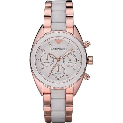 Emporio Armani AR5942 Rose Goud Wit Sportivo Horloge - Unisex Emporio Armani AR5942 Rose Goud Wit Sportivo Horloge - Unisex
