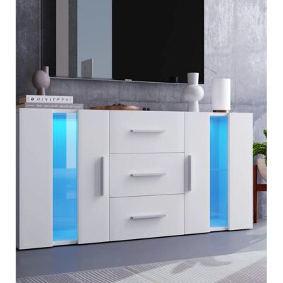 KEEPBUYING - Meuble TV LED Blanc - 2 Portes 3 Tiroirs - Publicité KEEPBUYING - Meuble TV LED Blanc - 2 Portes 3 Tiroirs - Publicité