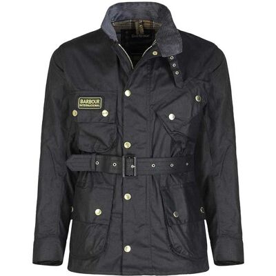 Jaqueta de cera preta Barbour International - Estilo motocicleta heritage Jaqueta de cera preta Barbour International - Estilo motocicleta heritage